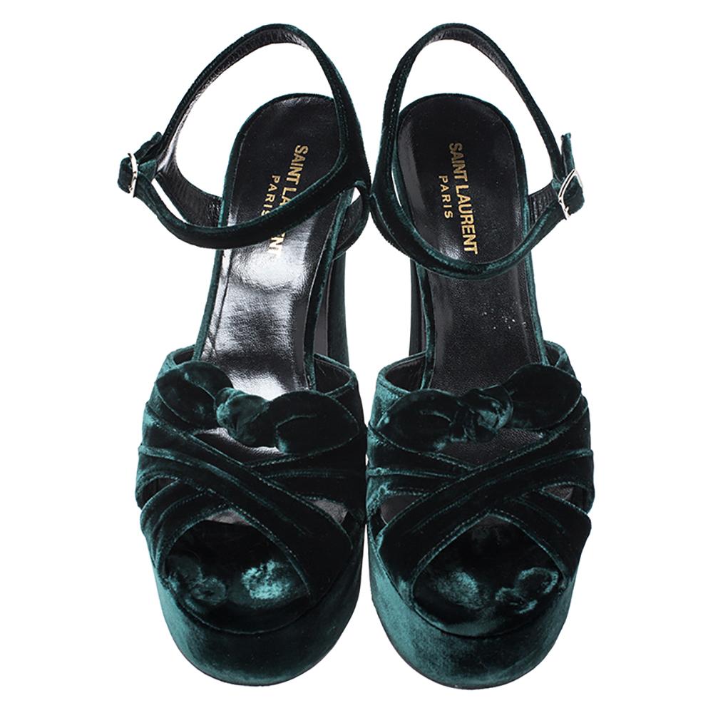 green velvet sandals
