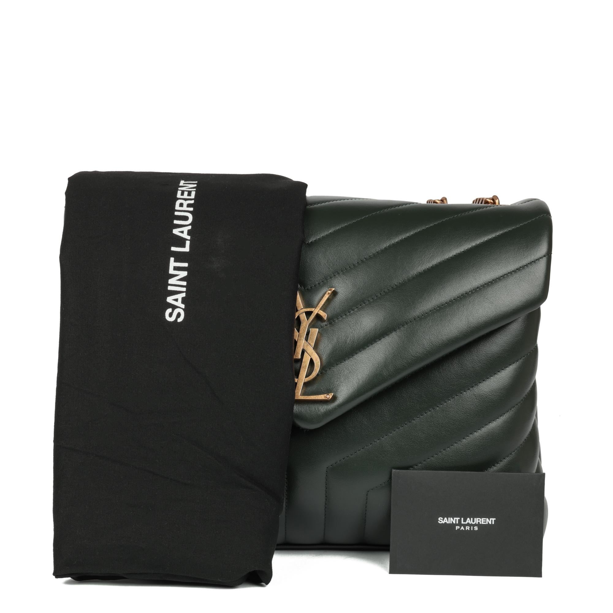 SAINT LAURENT Green Y Quilted Calfskin Leather Medium Loulou 6