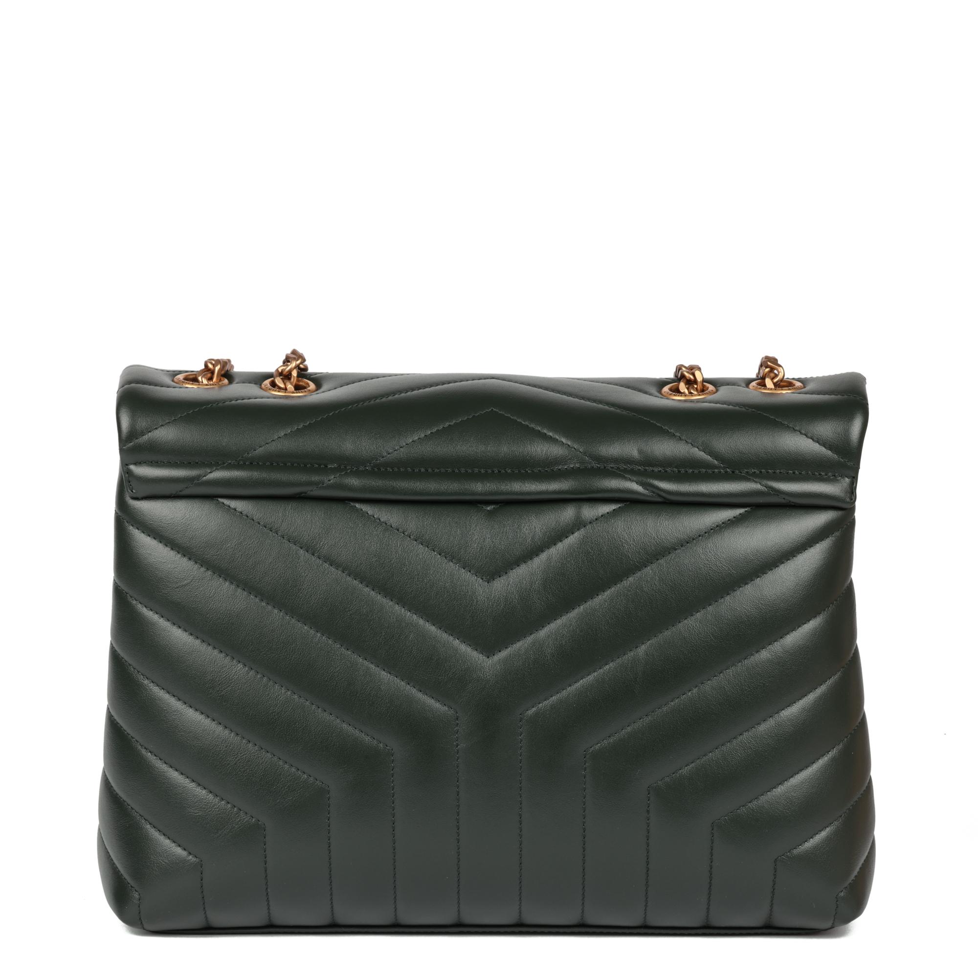Women's SAINT LAURENT Green Y Quilted Calfskin Leather Medium Loulou