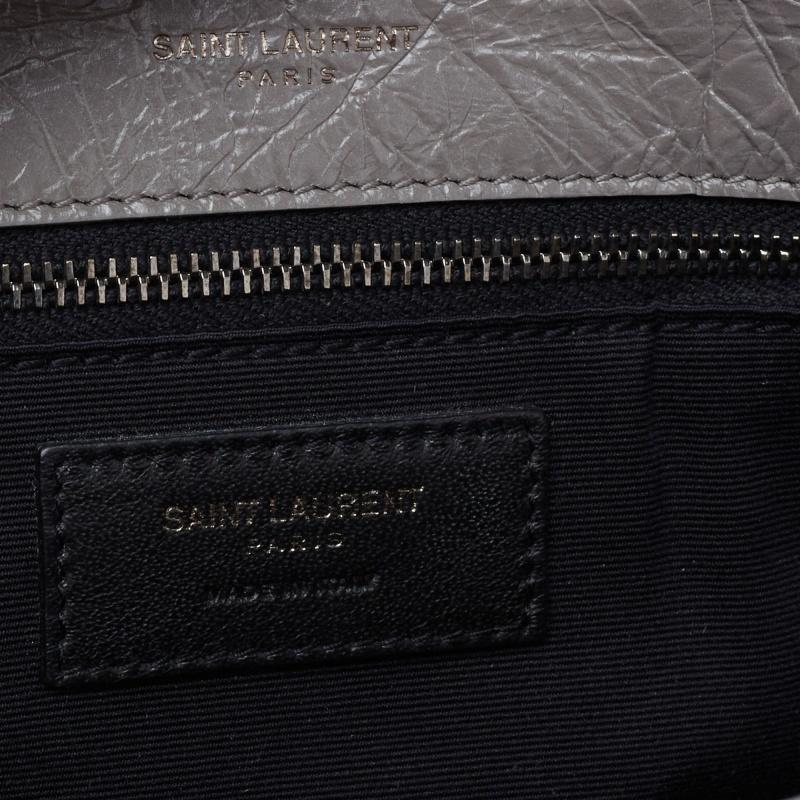 Saint Laurent Grey Aged Crinkled Leather Large Niki Shoulder Bag 2