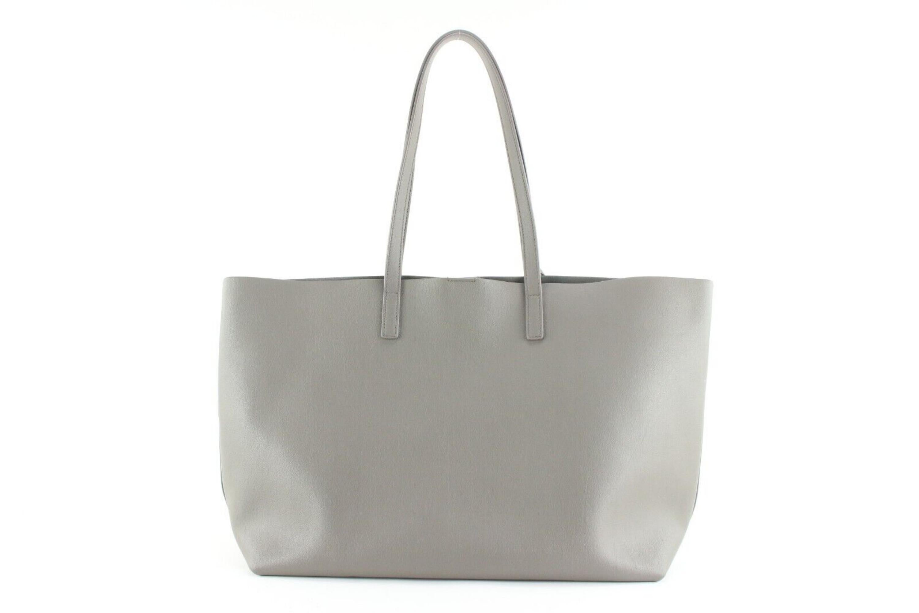 Gray Saint Laurent Grey Calfskin East West Shopping Tote with Pouch 1YSL0412C