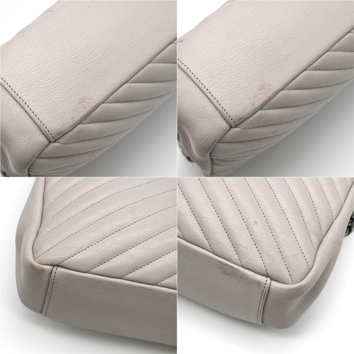 Saint Laurent Grey Chevron Quilted Leather College Bag 2