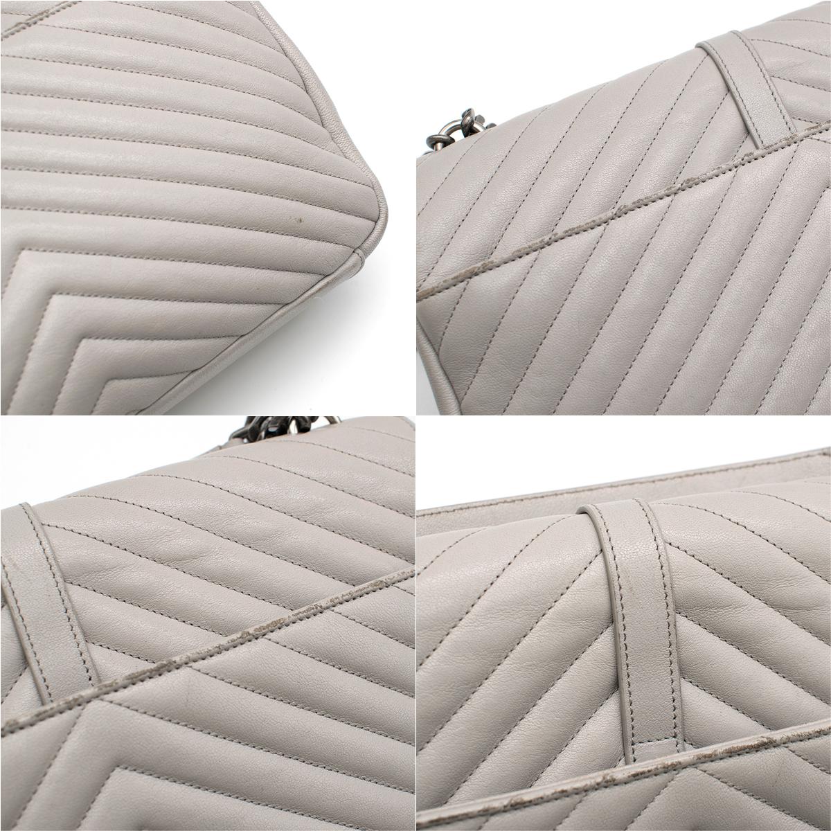 Saint Laurent Grey Chevron Quilted Leather College Bag 3