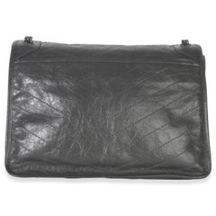 Saint Laurent Grey Crinkled Calfskin Matelasse Large Niki Chain Satchel