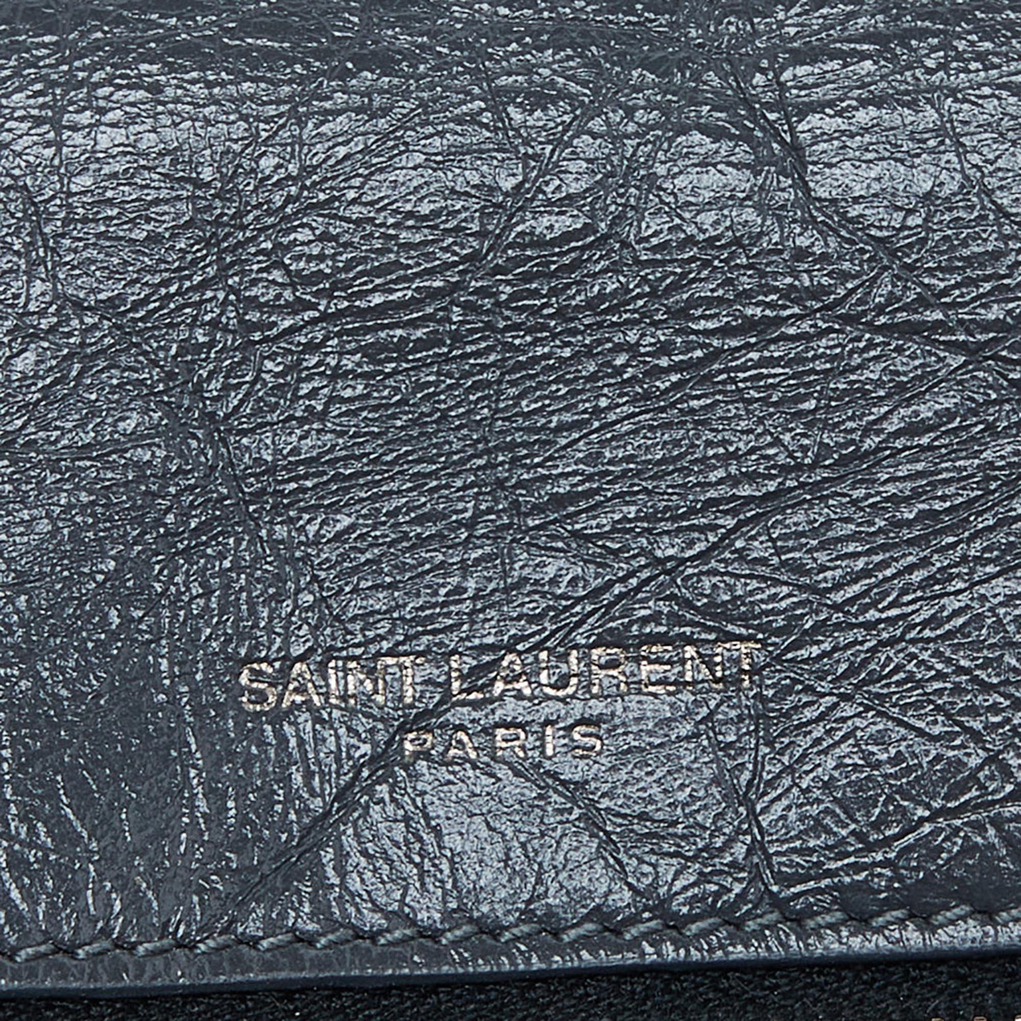 Women's Saint Laurent Grey Crinkled Leather Medium Niki Shoulder Bag