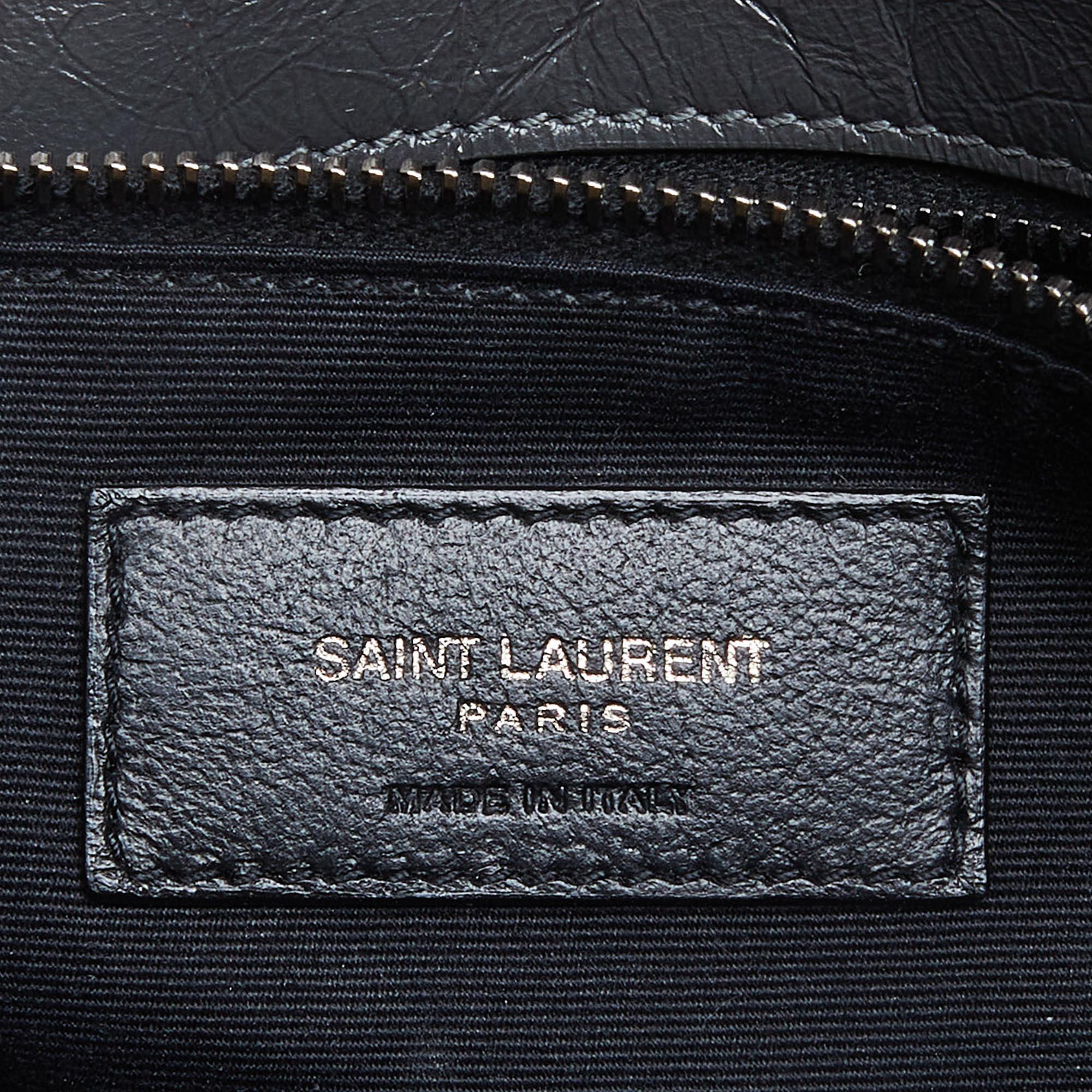 Saint Laurent Grey Crinkled Leather Medium Niki Shoulder Bag 2