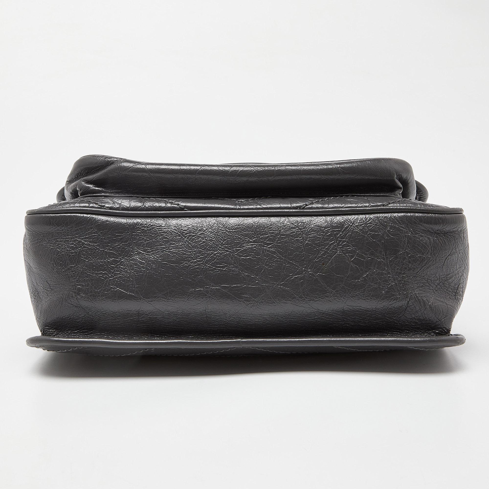 Saint Laurent Grey Crinkled Leather Medium Niki Shoulder Bag 3