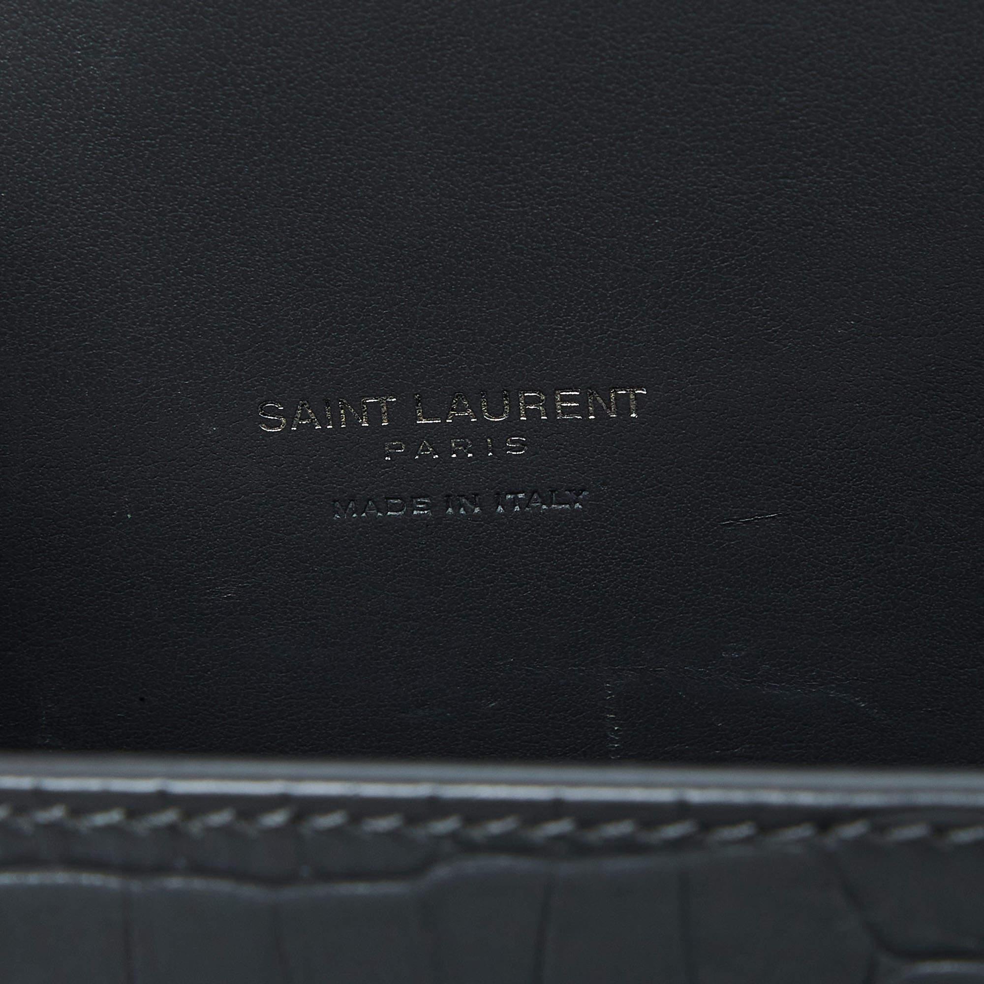 Saint Laurent Grey Croc Embossed Leather Baby Classic Sac De Jour Tote 2