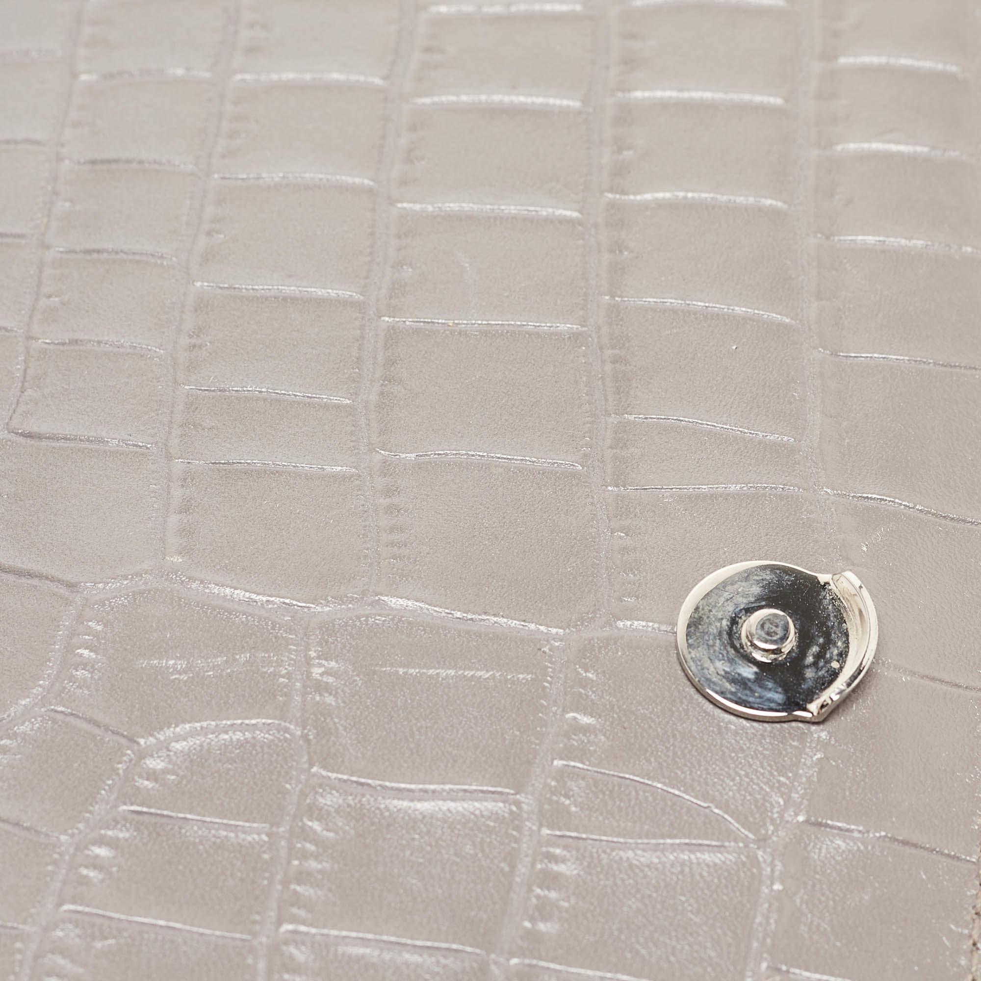 Saint Laurent Grey Croc Embossed Leather Medium Sunset Bag 8