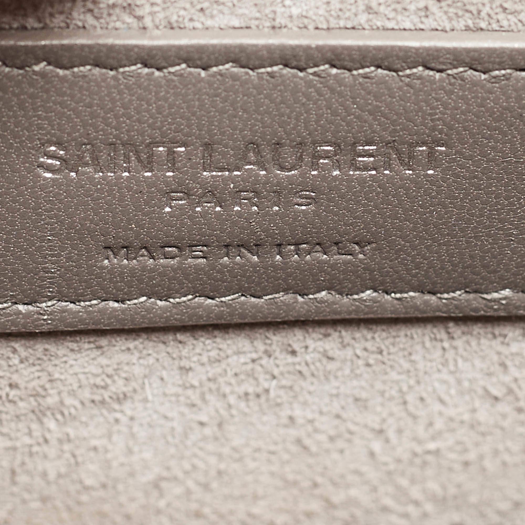 Saint Laurent Grey Croc Embossed Leather Medium Sunset Bag 4