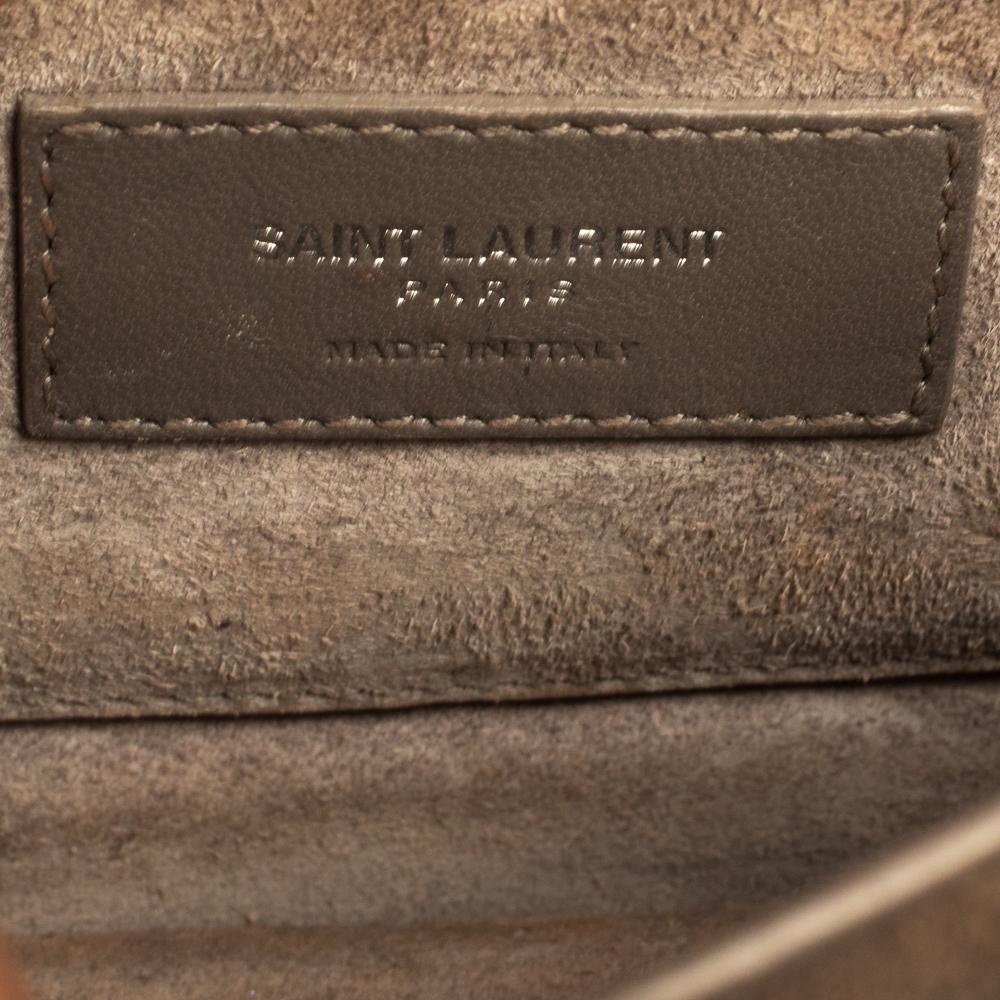 Saint Laurent Grey Croc Embossed Leather Medium Sunset Shoulder Bag 1