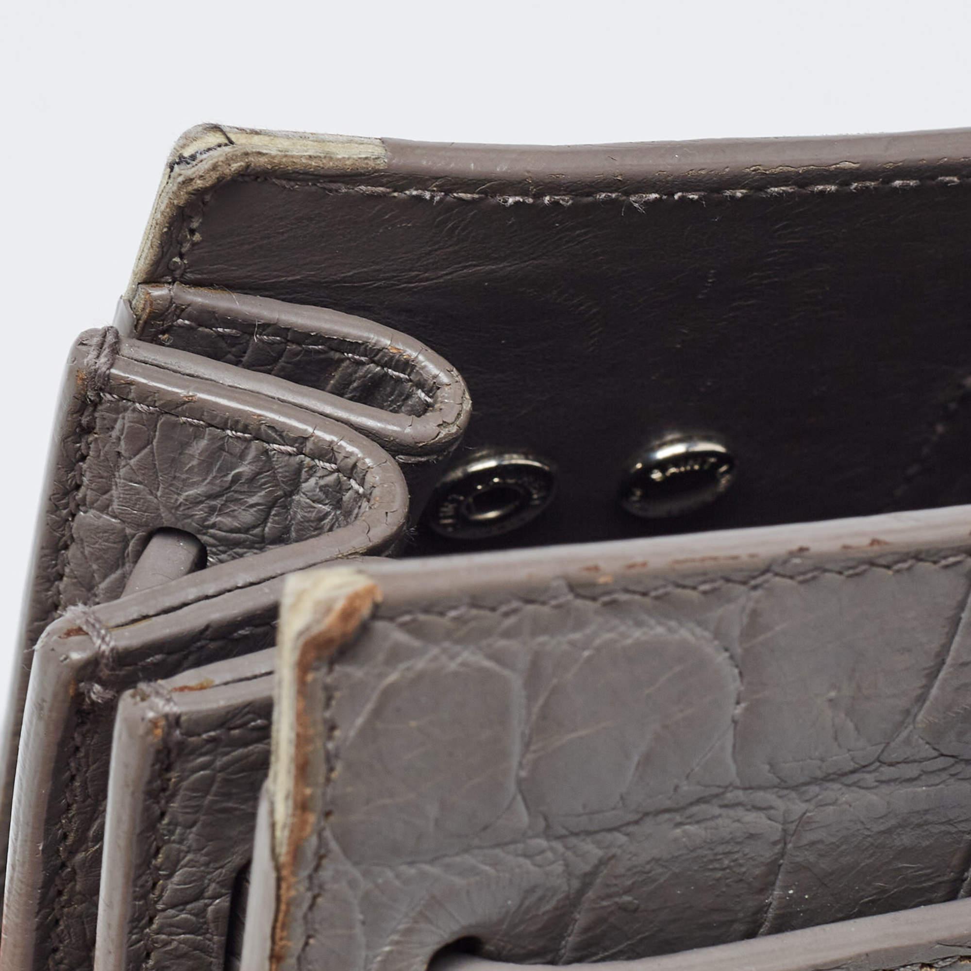 Saint Laurent Grey Croc Embossed Leather Nano Classic Sac De Jour Tote For Sale 6