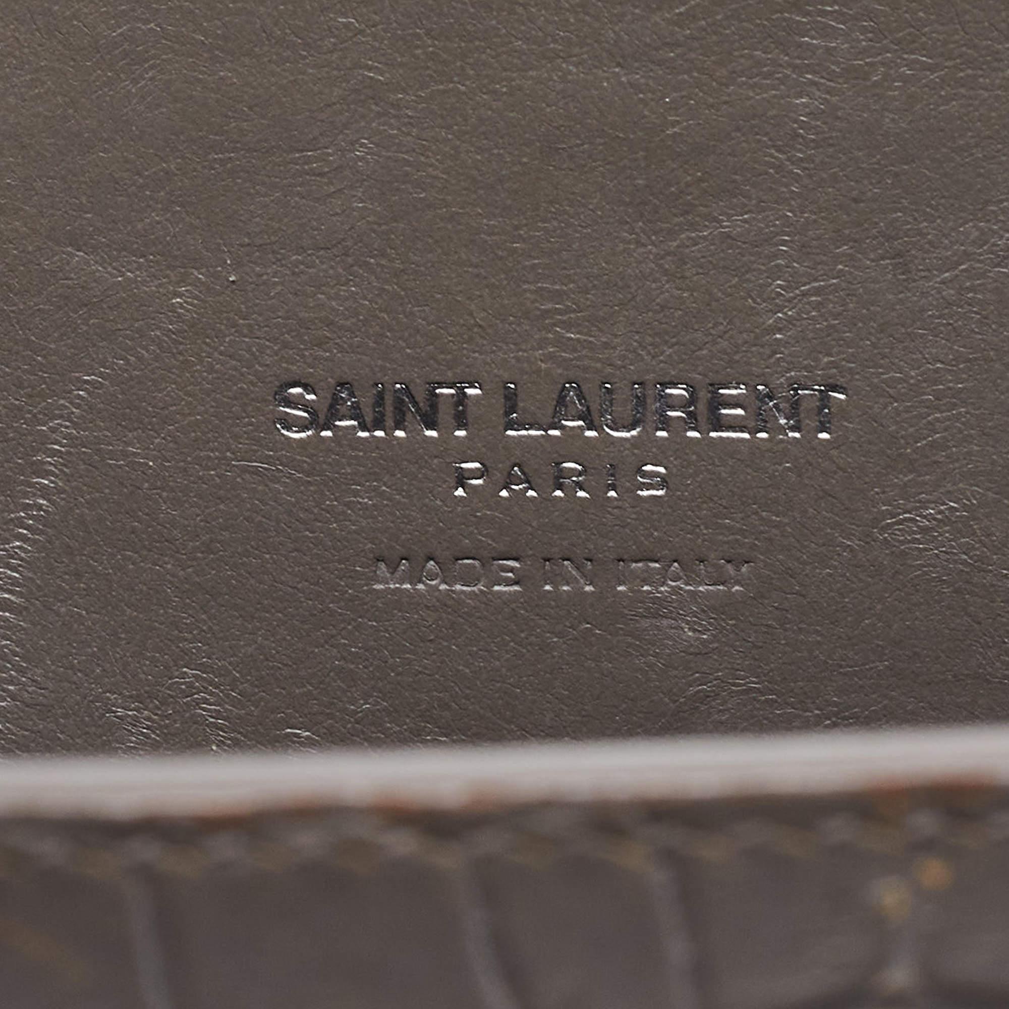 Saint Laurent Grey Croc Embossed Leather Nano Classic Sac De Jour Tote For Sale 10