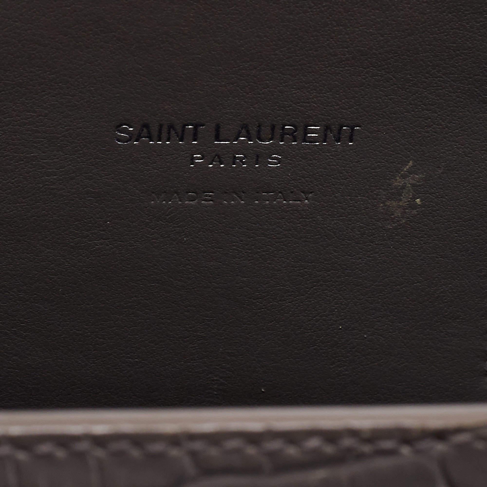 Saint Laurent Grey Croc Embossed Leather Nano Classic Sac De Jour Tote 3