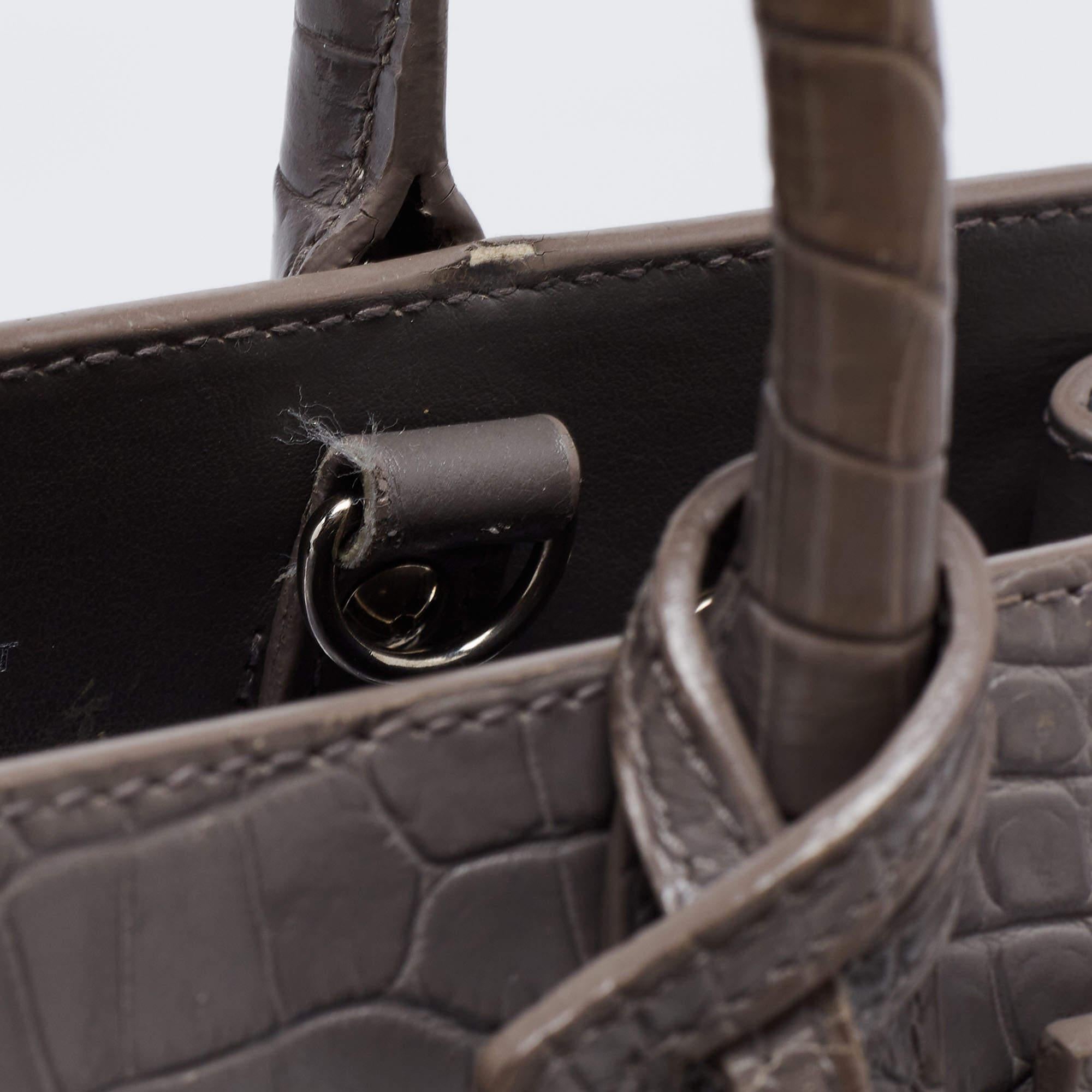 Saint Laurent Grey Croc Embossed Leather Nano Classic Sac De Jour Tote 4