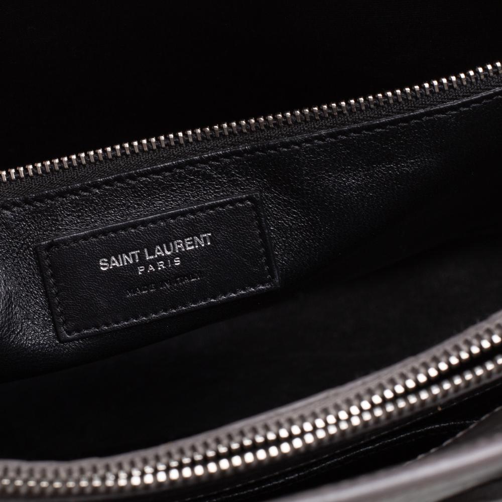 Women's Saint Laurent Grey Croc Embossed Leather Small Classic Sac De Jour Tote