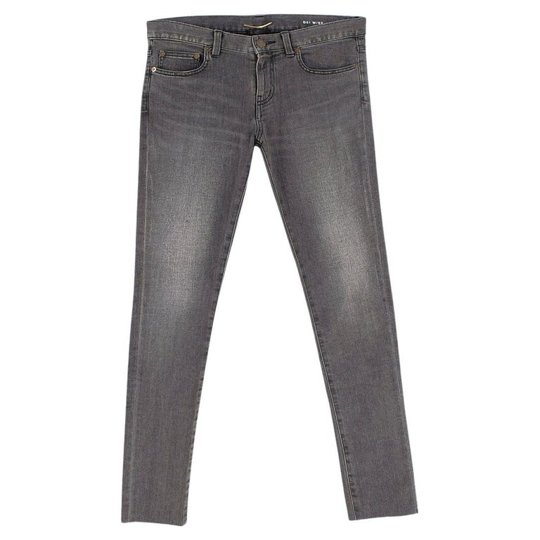 Saint Laurent Grey Denim Skinny Jeans - US 4/6 For Sale at 1stDibs