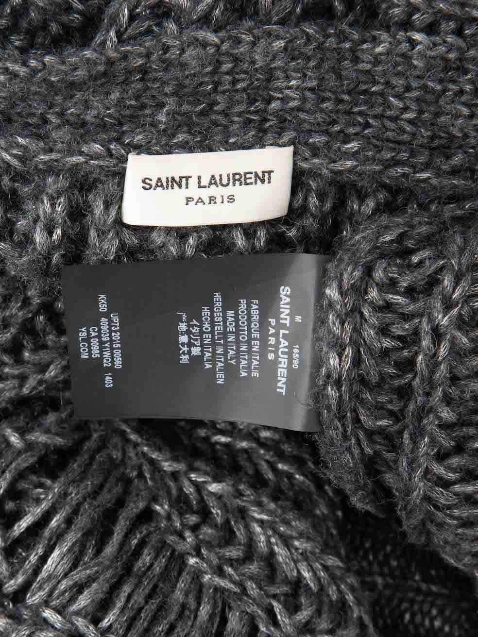 Saint Laurent Grey Distressed Knit Cardigan Size M For Sale 7