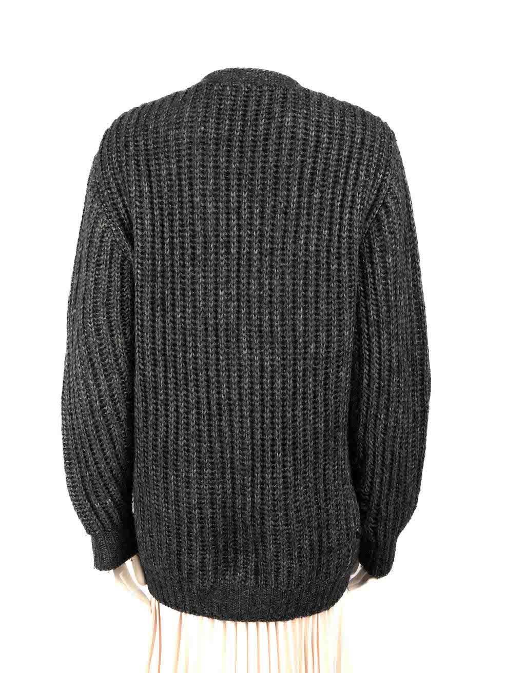Saint Laurent Grey Distressed Knit Cardigan Size M For Sale 4