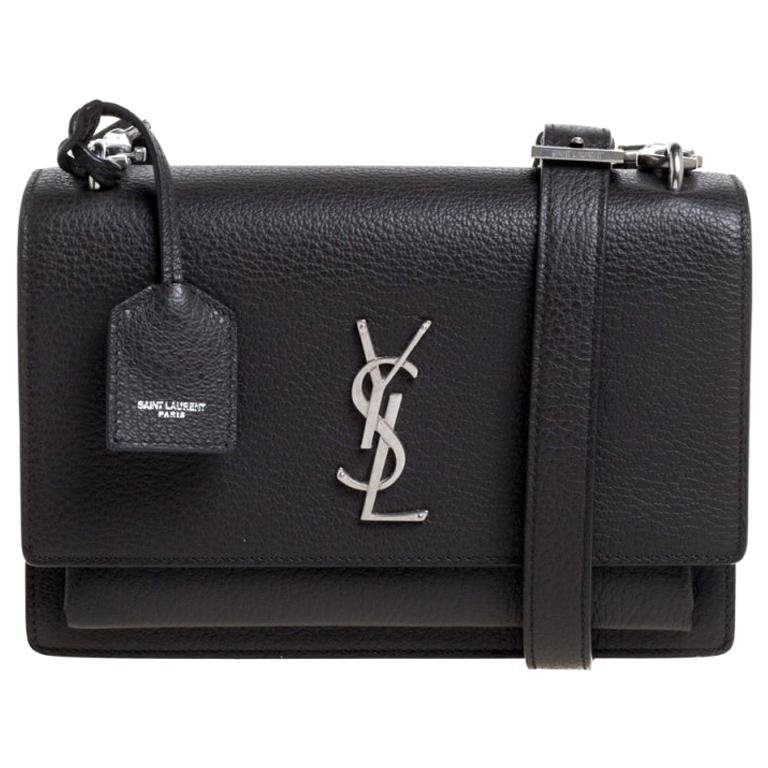Saint Laurent Grey Grained Leather Medium Sunset Shoulder Bag at 1stDibs