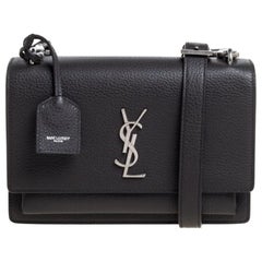 Saint Laurent Grey Grained Leather Medium Sunset Shoulder Bag