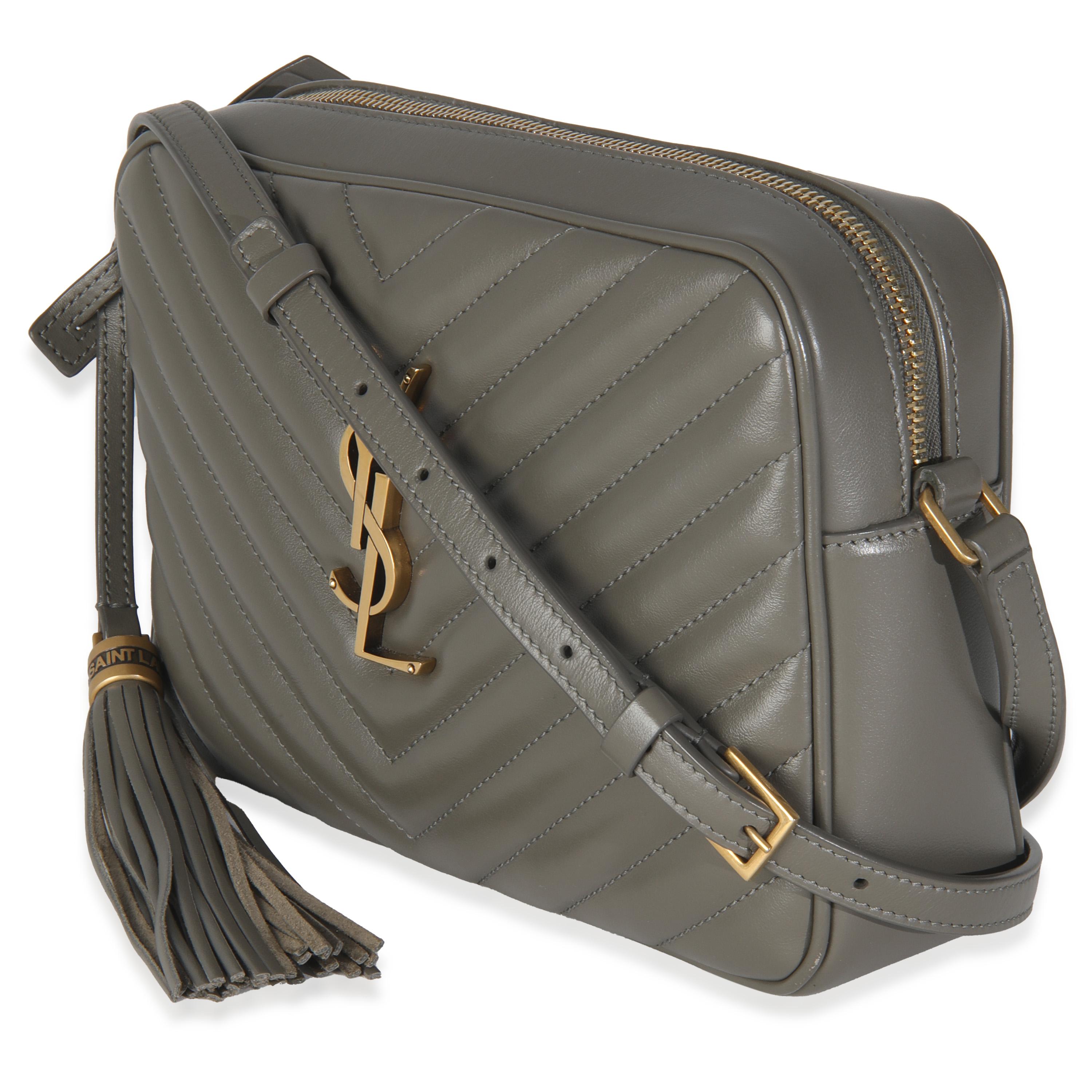 Femenino o masculino Saint Laurent Bolso Cámara Monograma Lou Gris Kaki Piel de Becerro Matelassé en venta