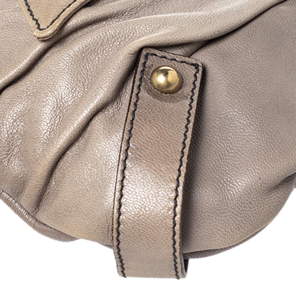Saint Laurent Borsa a spalla con fiocco in pelle grigia 4