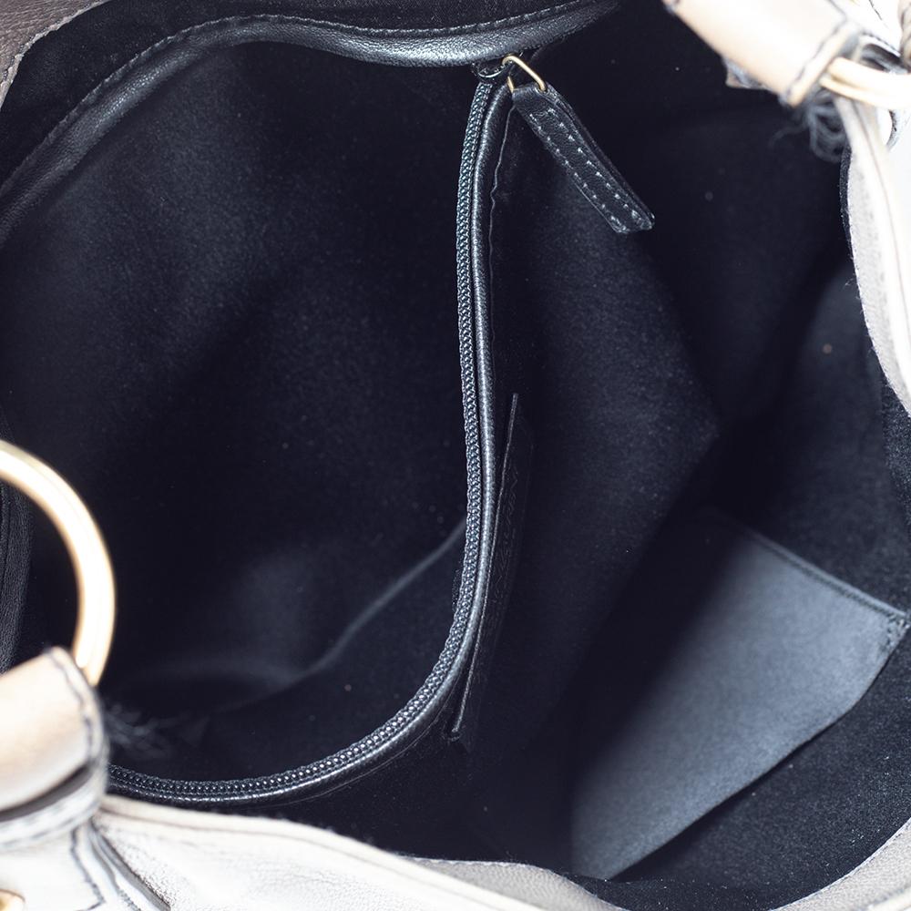 Saint Laurent Borsa a spalla con fiocco in pelle grigia 1