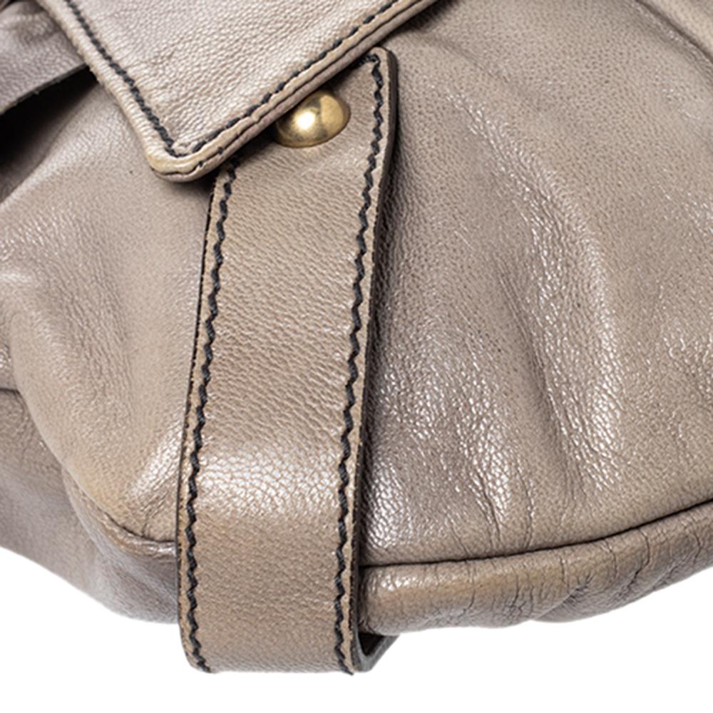 Saint Laurent Borsa a spalla con fiocco in pelle grigia 2