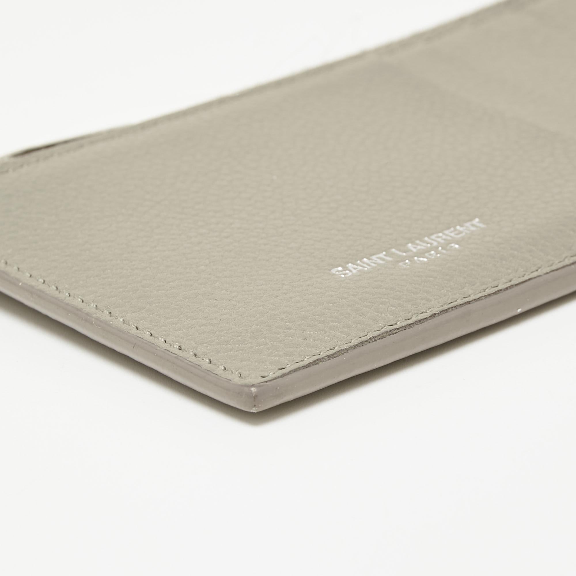 Saint Laurent Grey Leather Fragment Card Case 3