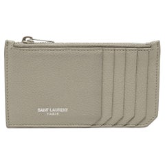 Saint Laurent Grey Leather Fragment Card Case
