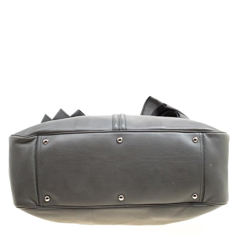 Saint Laurent Grey Leather Large Obi Bowler Bag For Sale at 1stDibs