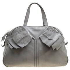 Saint Laurent Grey Leather Large Obi Bowler Bag