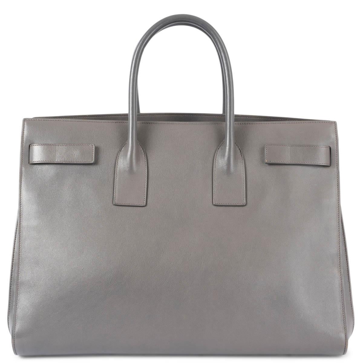 Gray SAINT LAURENT grey leather LARGE SAC DE JOUR Tote Bag For Sale