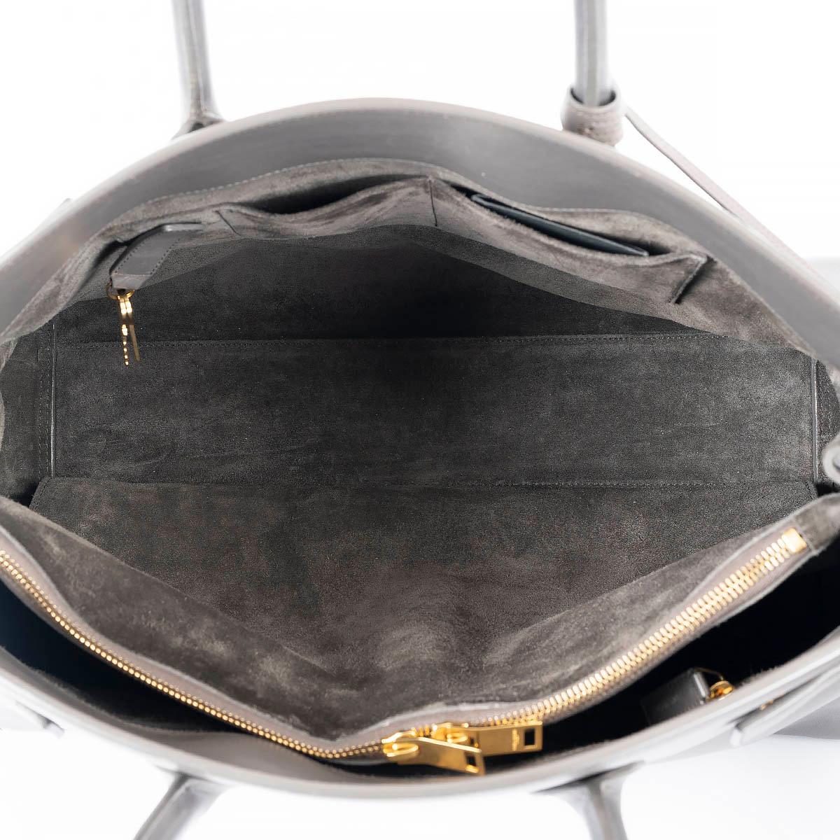 Women's SAINT LAURENT grey leather LARGE SAC DE JOUR Tote Bag For Sale
