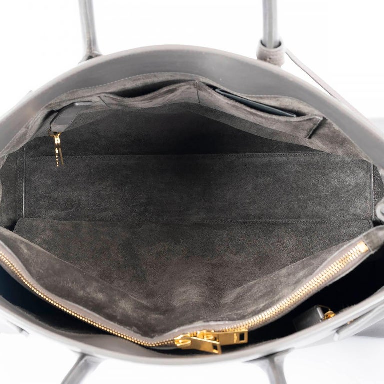 SAINT LAURENT grey leather LARGE SAC DE JOUR Tote Bag For Sale at 1stDibs