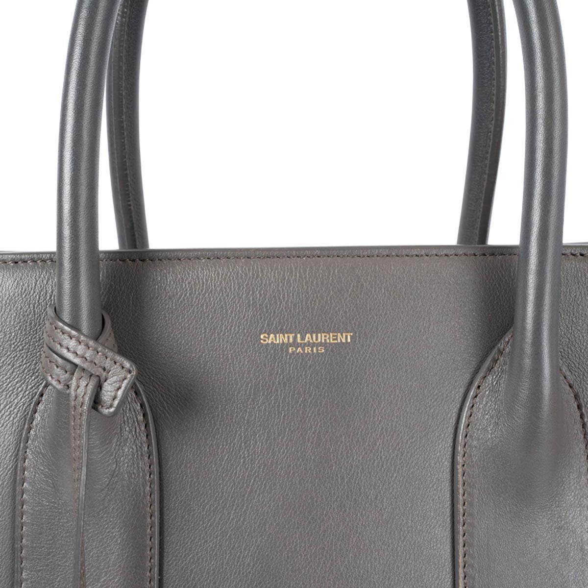 SAINT LAURENT grey leather LARGE SAC DE JOUR Tote Bag For Sale 1