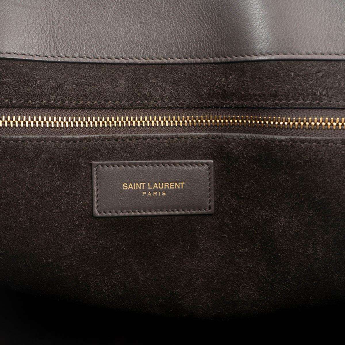 SAINT LAURENT grey leather LARGE SAC DE JOUR Tote Bag For Sale 2