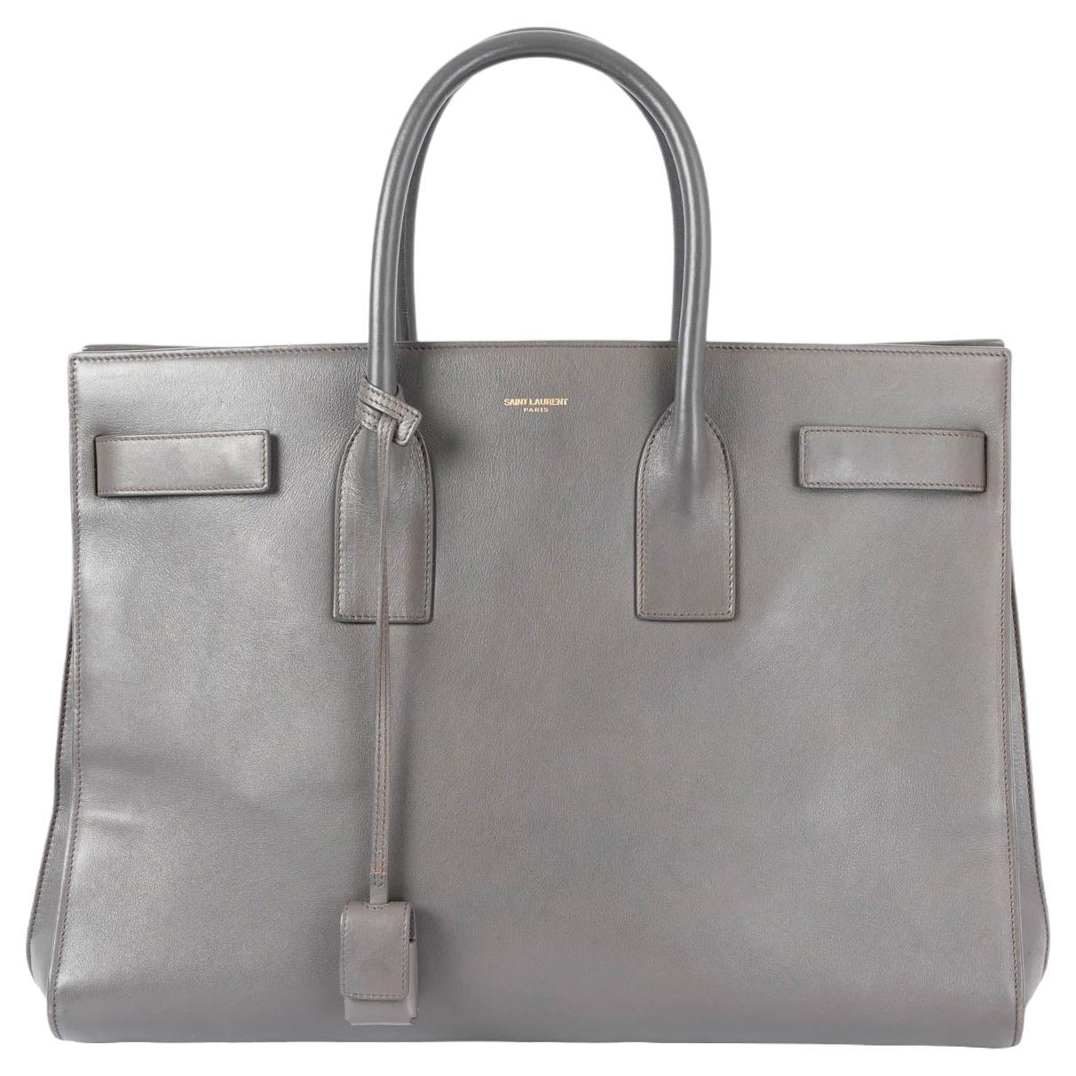 SAINT LAURENT grey leather LARGE SAC DE JOUR Tote Bag