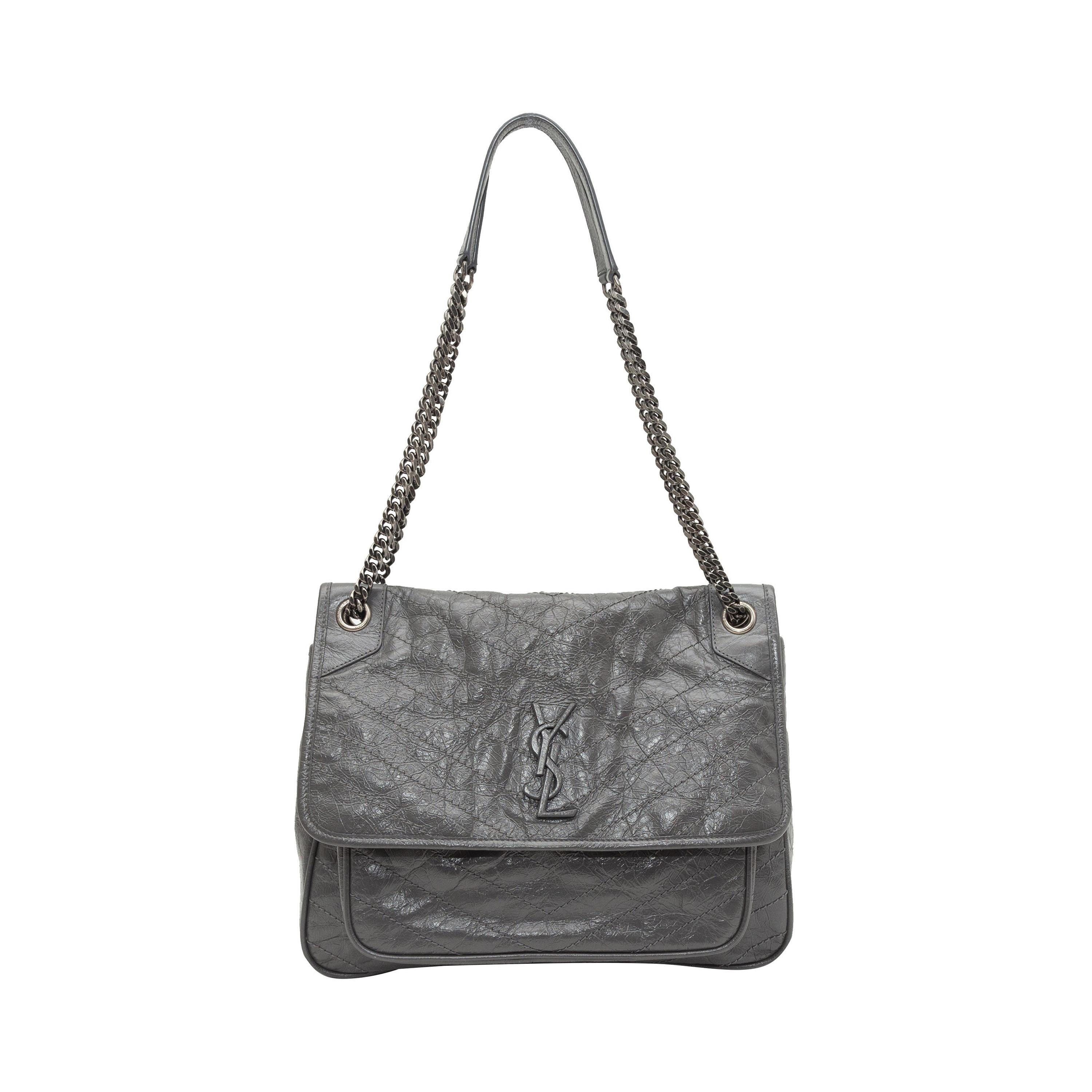 Saint Laurent Grey Leather Medium Niki Shoulder Bag