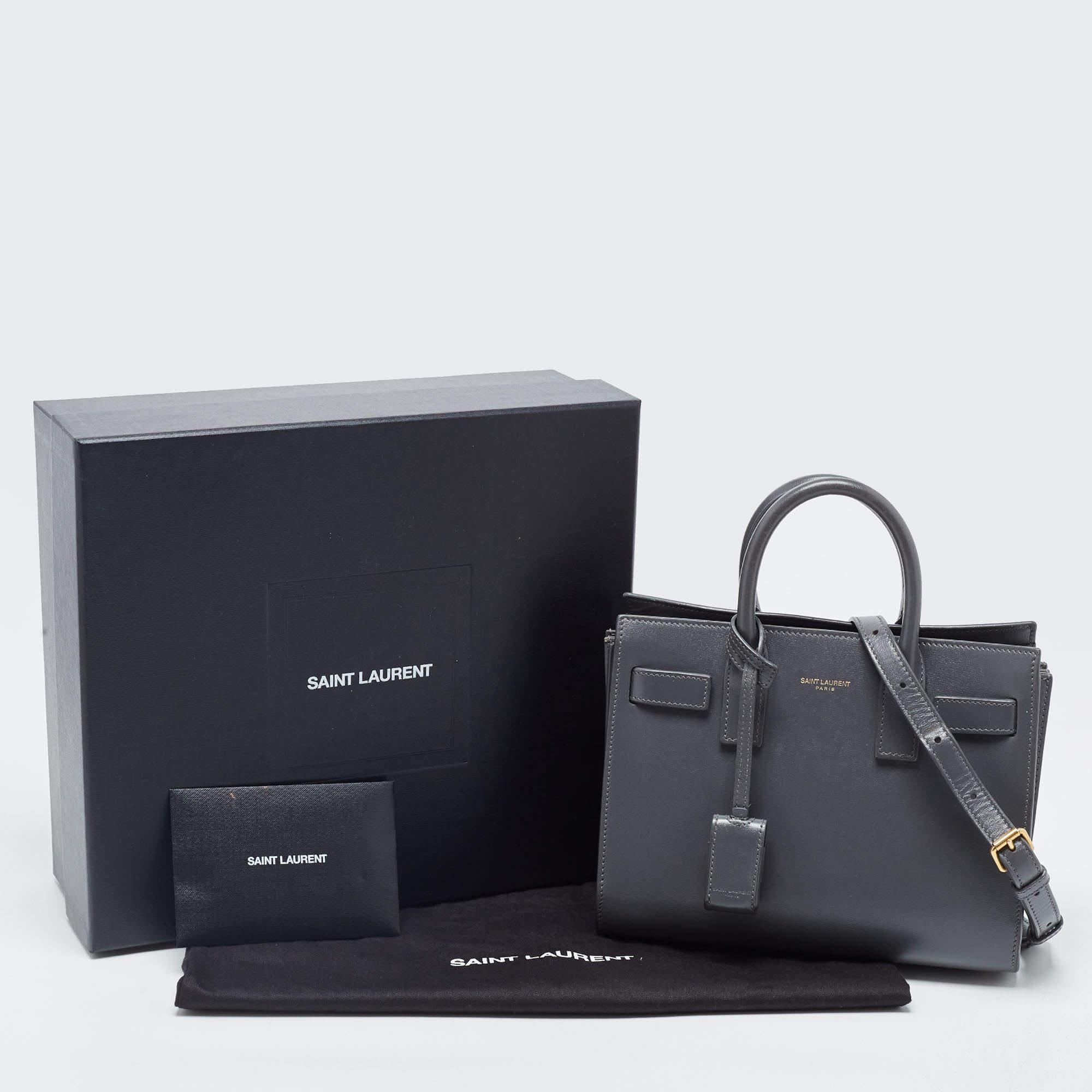 Saint Laurent Grey Leather Nano Classic Sac De Jour Tote 3