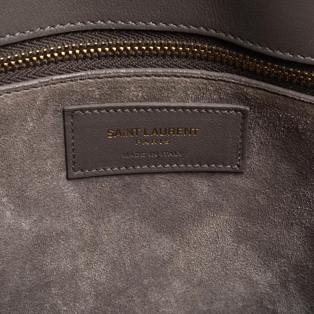 Women's Saint Laurent Grey Leather Small Classic Sac De Jour Tote