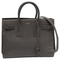 Used Saint Laurent Grey Leather Small Classic Sac De Jour Tote