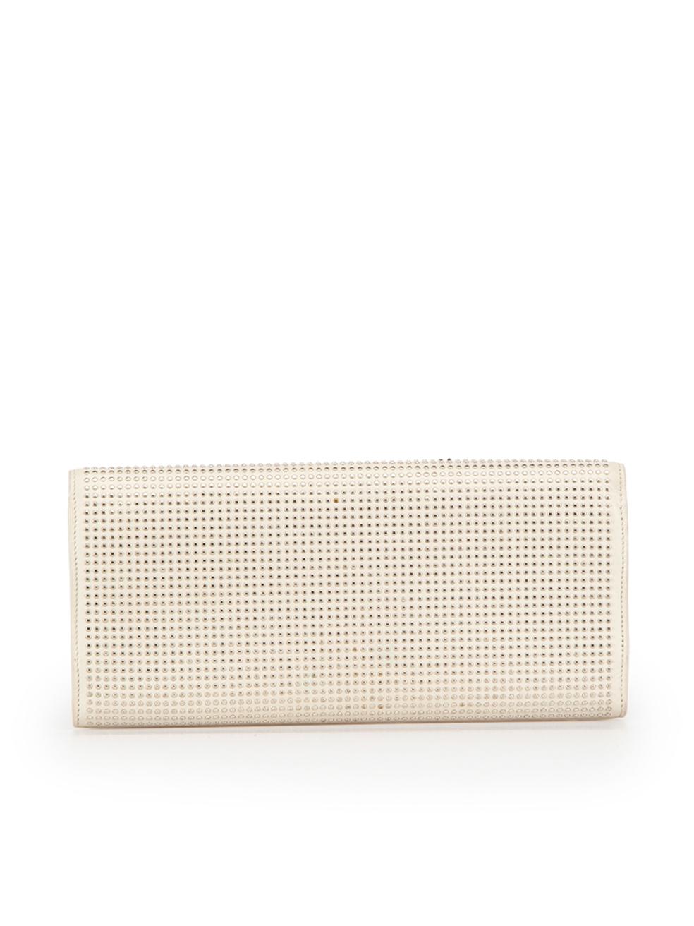 Saint Laurent Grey Leather Studded Lutetia Clutch In Good Condition For Sale In London, GB