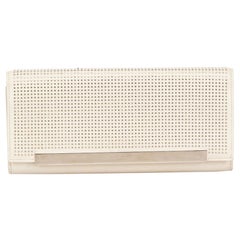 Saint Laurent Grey Leather Studded Lutetia Clutch