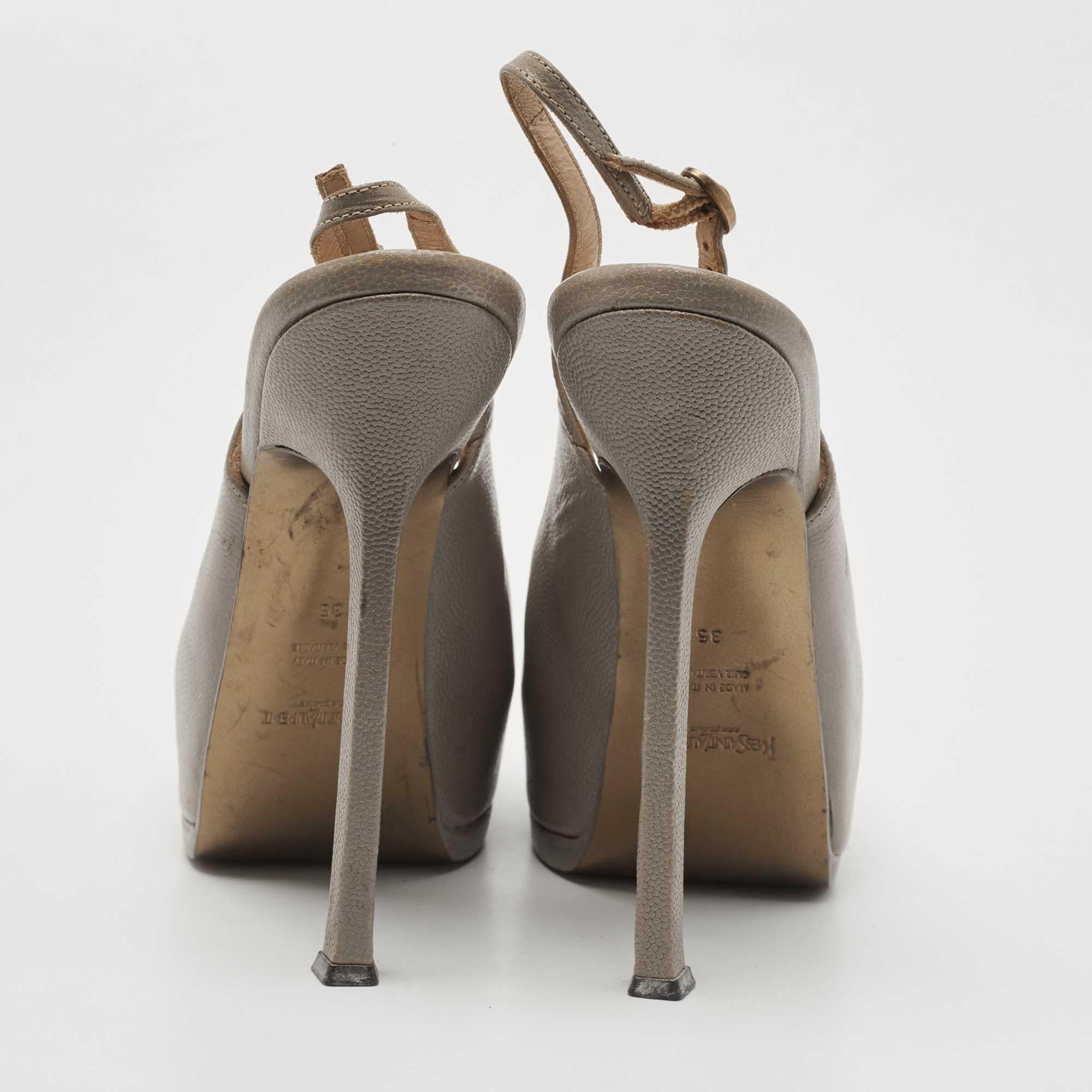 Saint Laurent escarpins à plateforme Tribtoo en cuir gris taille 35 Pour femmes en vente