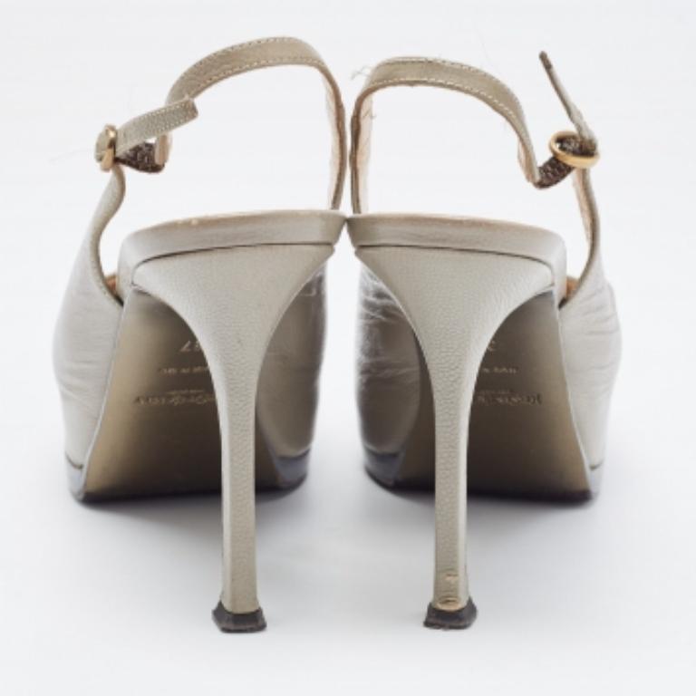 Donna Saint Laurent - Décolleté Tribtoo in pelle grigia Taglia 37 in vendita