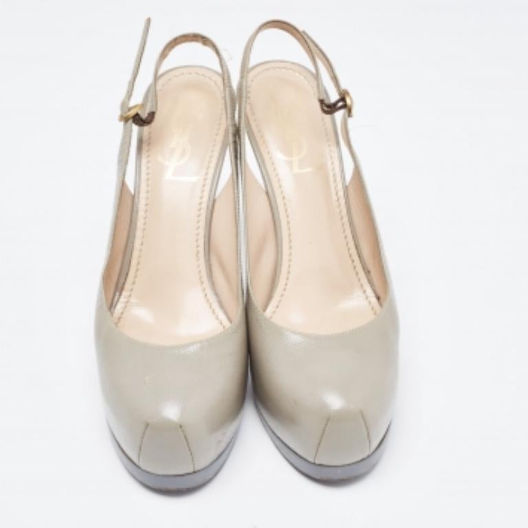 Saint Laurent - Décolleté Tribtoo in pelle grigia Taglia 37 in vendita 3