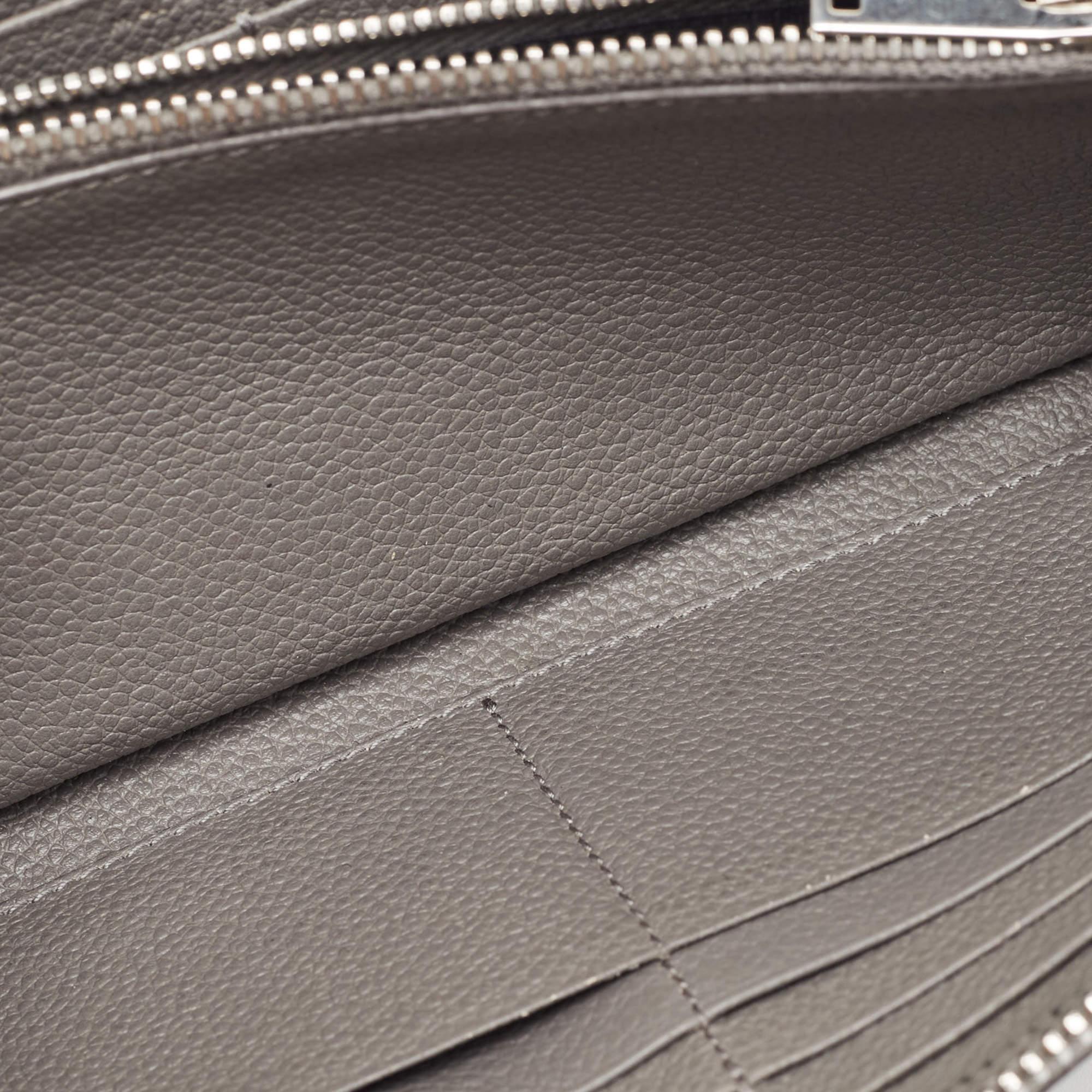 Saint Laurent Grey Leather Zip Around Continental Wallet For Sale 5