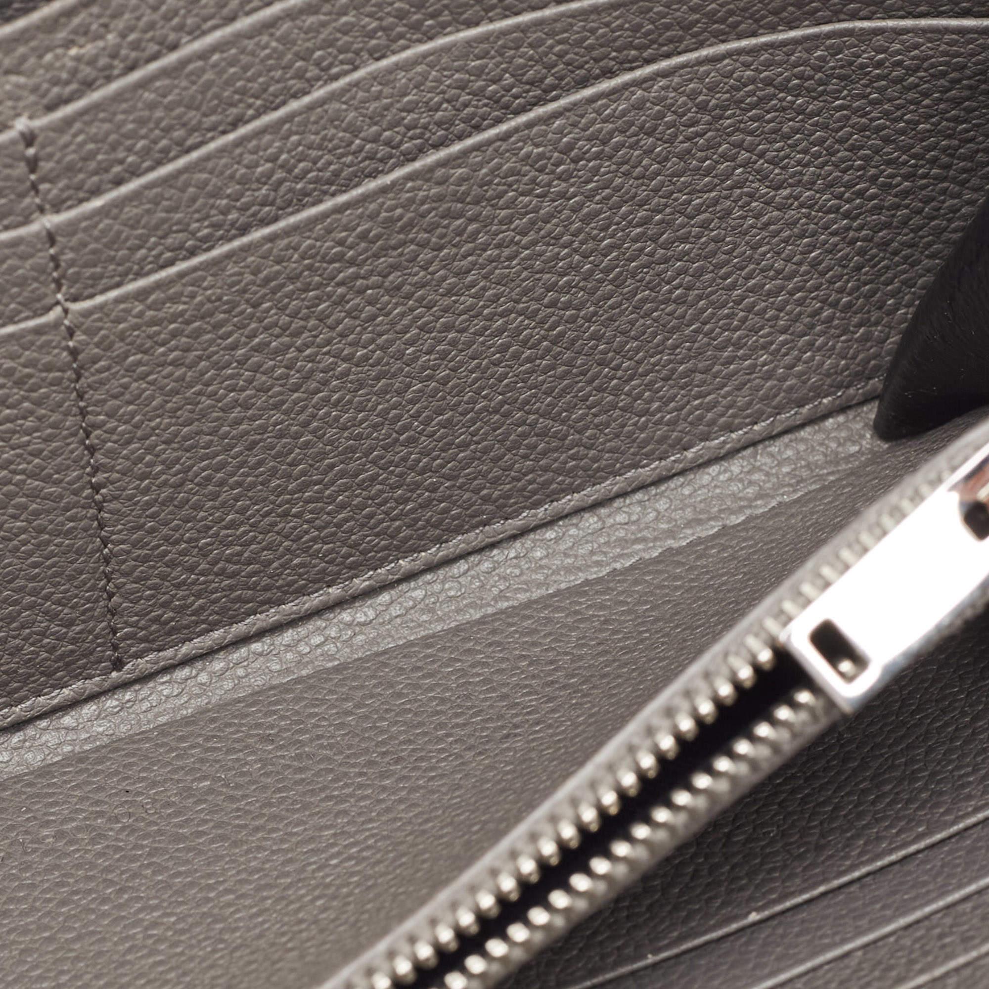 Saint Laurent Grey Leather Zip Around Continental Wallet For Sale 6